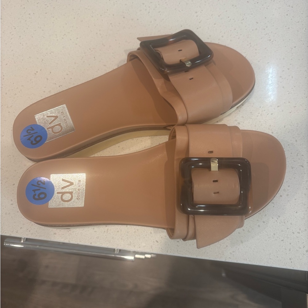 DV by Dolce Vita Tan Loafers with Square Buckle